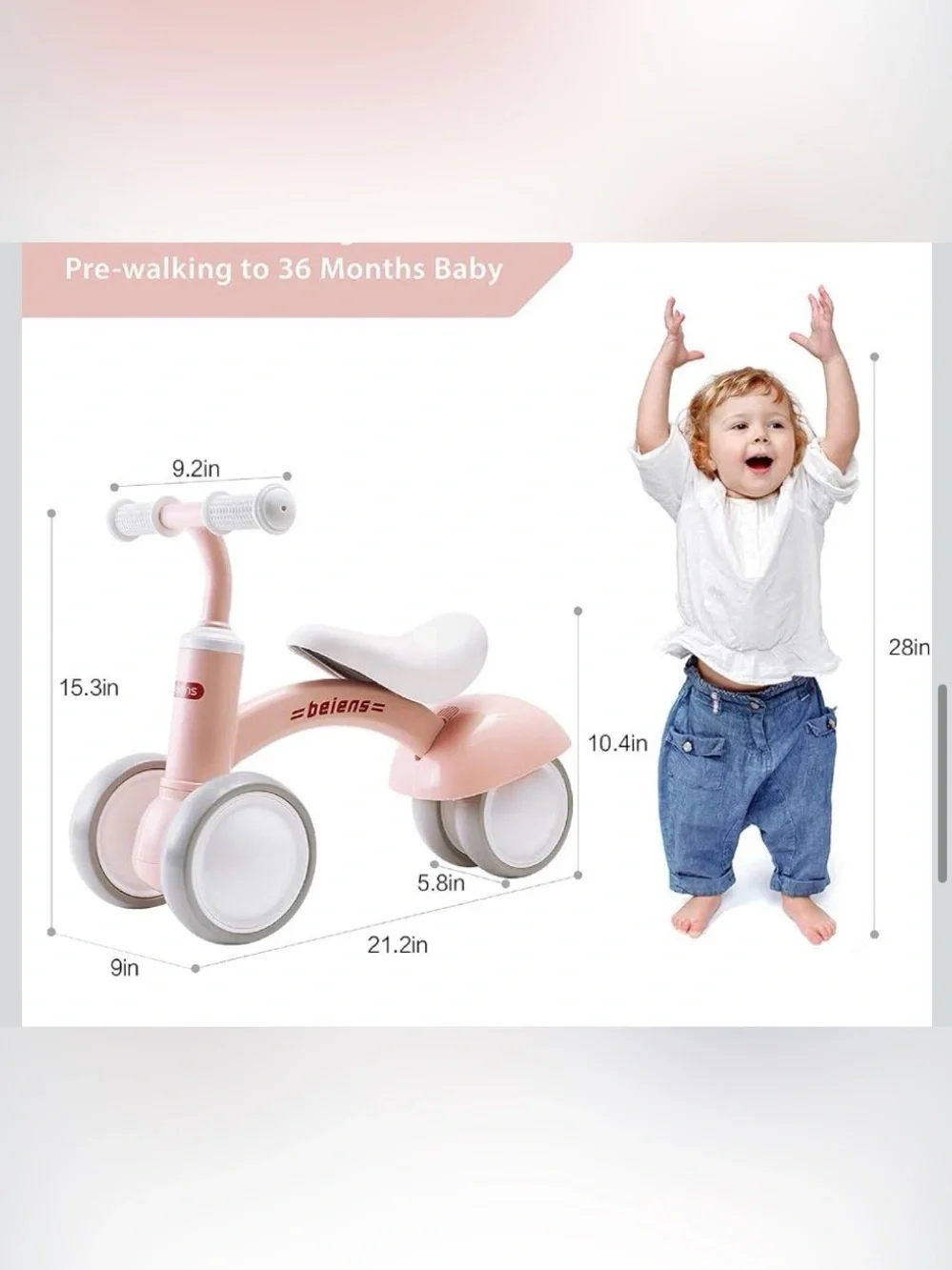 Beiens Babies Balance Bike - Bicycle For Toddlers 18m-36m - Pink (New In Box)